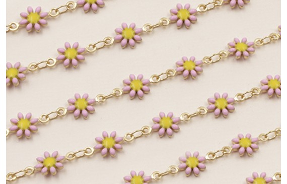 Cadena Marganitas 6mm diametro Lila + Amarillo