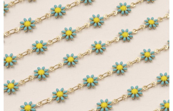 Cadena Marganitas 6mm diametro Turquesa + Amarillo