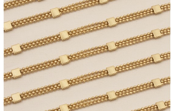 Cadena facetada triple Dorado Mate corchete de 5mm