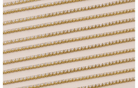 Cadena Laton con strass de 1,5mm Cristal