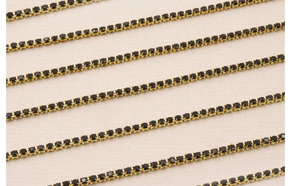 Cadena Laton con strass de 1,5mm Negro