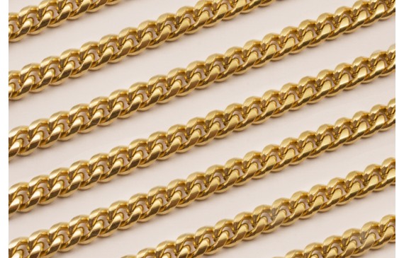 Stain Steel: Cadena eslabón facetado de 6mm Oro Stain Steel: Cadena eslabón facetado de 6mm Oro