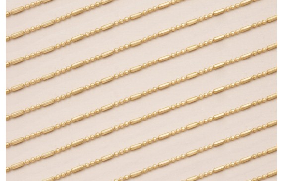Cadena Bolas y Torpedos 1mm Dorado Mate