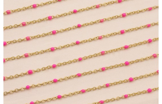 Cadena de 1,5mm O.mate con Microesmalte Rosa Fuxia Cadena de 1,5mm O.mate con Microesmalte Rosa Fuxia