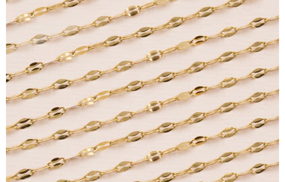 Cadena Acero eslabón ovalado 2mm baño Oro