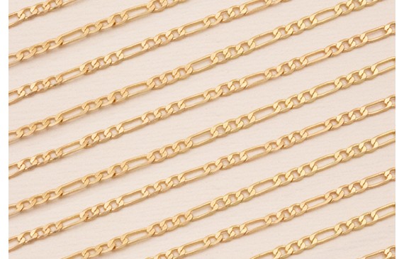 Cadena Eslabones intercalados de 2,5mm Oro Mate Cadena Eslabones intercalados de 2,5mm Oro Mate