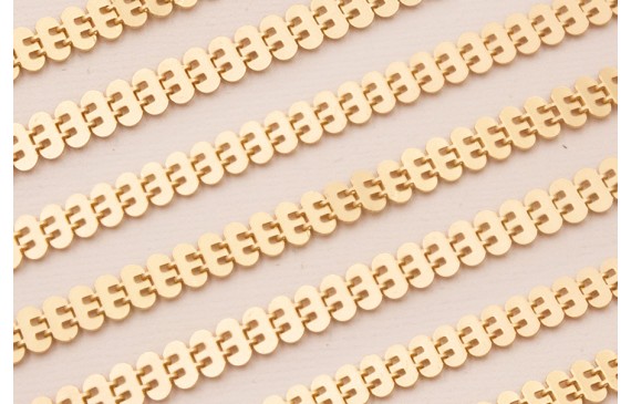 Cadena Láminas oavadas montadas de 7mm Oro Mate Cadena Láminas oavadas montadas de 7mm Oro Mate