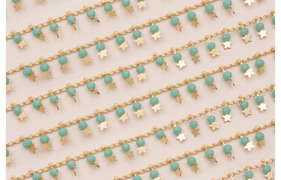 Cadena colgante bola de 3mm Turquesa y estrella