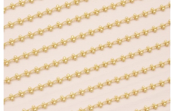 Cadena Entrelazada 2 bolas 3mm ancho Oro Mate