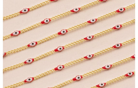 Cadena eslabon 2mm Oro Mate con Ojo Turco Cadena eslabon 2mm Oro Mate con Ojo Turco