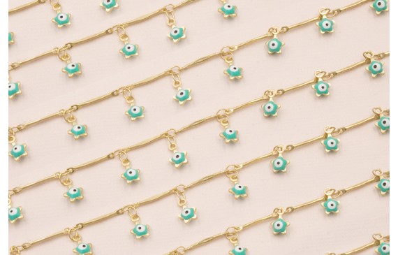 Cadena Listones O.Mate y Colgante Ojo Turco de 6mm
