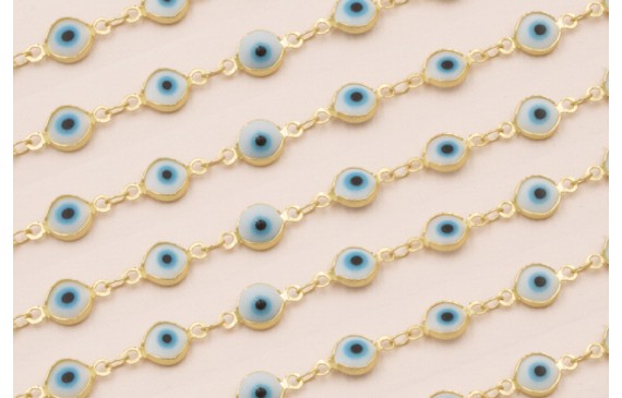 Cadena Ojos Turcos de 7mm Oro Mate