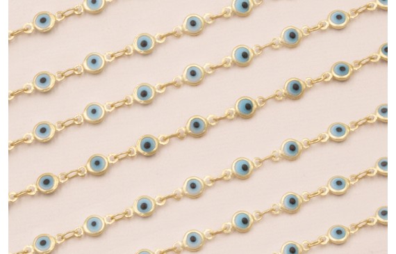 Cadena Ojos Turcos de 5mm Oro Mate