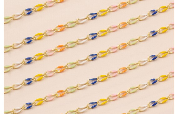Cadena Eslabones 7*3mm multicolor Oro Mate Cadena Eslabones 7*3mm multicolor Oro Mate