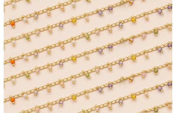 Cadena eslabon 2mm con Pivotes cristal Multicolor