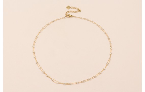 Cadena doble Completa con cierre 43cms Acero perla Cadena doble Completa con cierre 43cms Acero perla