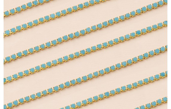 Cadena Strass Critstal 2mm Turquesa opaco