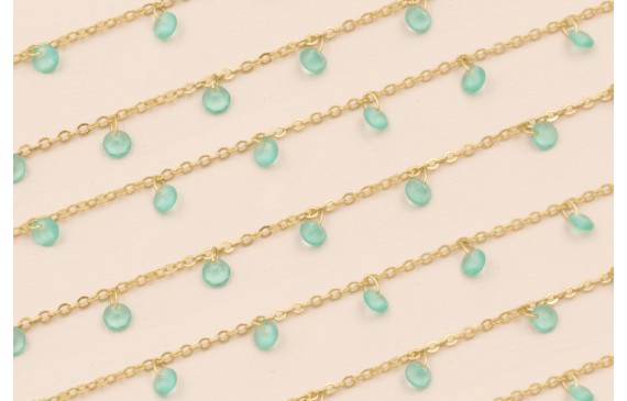 Cadena discos de Cristal de 4*2mm verde Oro Mate Cadena discos de Cristal de 4*2mm verde Oro Mate