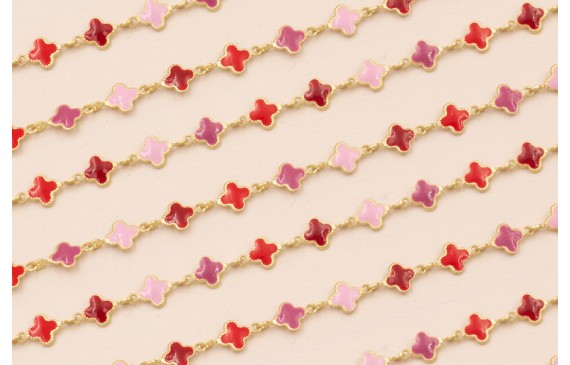 Cadena esmaltes 6*6mm Rojo, Rosa granate Oro Mate