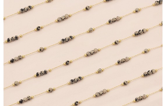 Cadena 1mm Oro Mate con 3 bolas tigre de 3mm Diam