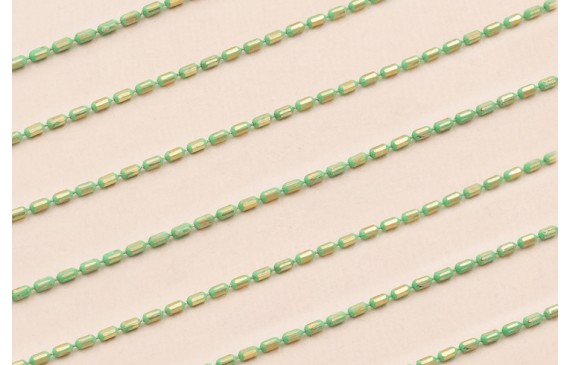 Cadena Torpedos 3*1mm Oro Mate y Turquesa