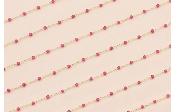 Cadena 1mm Oro Mate con Cristal granate de 2mm