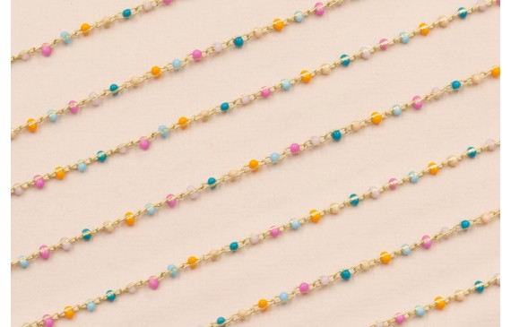 Cadena 2mm Oro Mate Esmaltes multicolor pastel