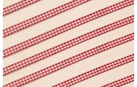 Lazo de Mini Vichy 5mm cuadros Burdeos