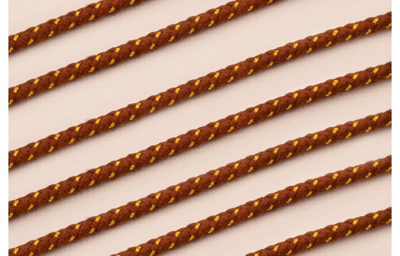 Cordón de 3mm Marrón con hilo dorado
