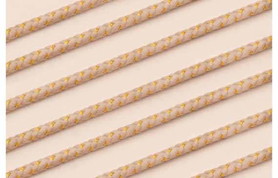 Cordón de 3mm con Hilo Dorado Color Beige Cordón de 3mm con Hilo Dorado Color Beige