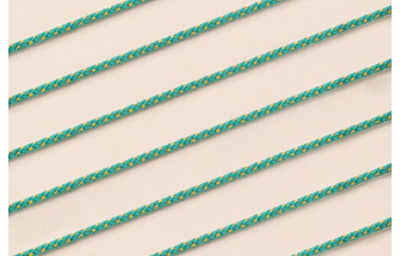 Cordón de 1,5mm con Hilo Dorado Color Turquesa Cordón de 1,5mm con Hilo Dorado Color Turquesa