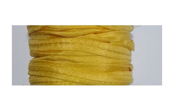 Cinta de seda Natural cosida 5-7mm Amarilla