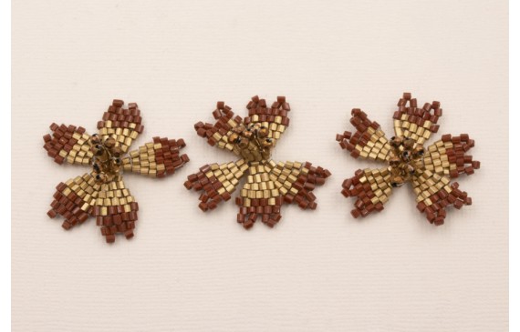 Flor Abalorio de 30mm diametro Marrón y Cobre