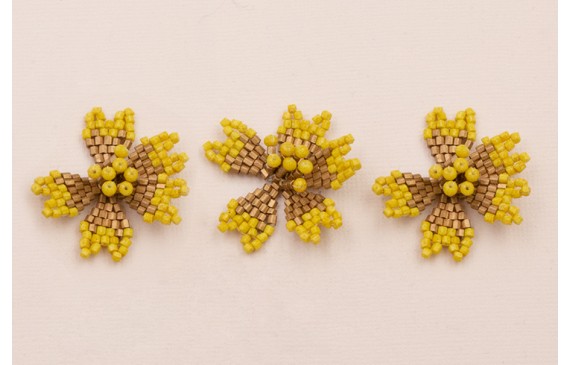 Flor Abalorio de 30mm diametro Pistacho y Cobre