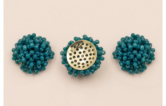 Disco de 23mm facetadas engarzadas Azul petróleo