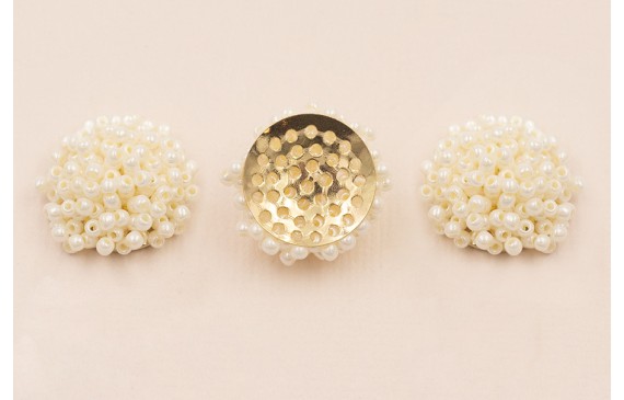 Disco de 20mm abalorio engarzado Perla
