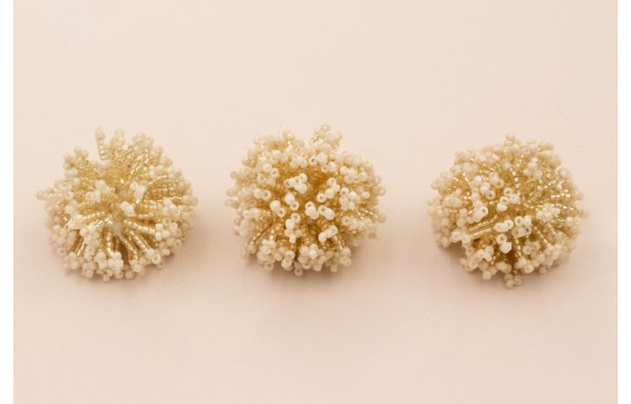 Bola Abalorio de 40mm color crudo y  Crema