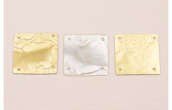 Cuadrado de 20*20mm Oro - Plata Rugoso