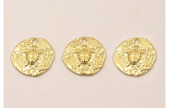 Chapa Tortuga 18mm Baño Oro 3 micras 18K