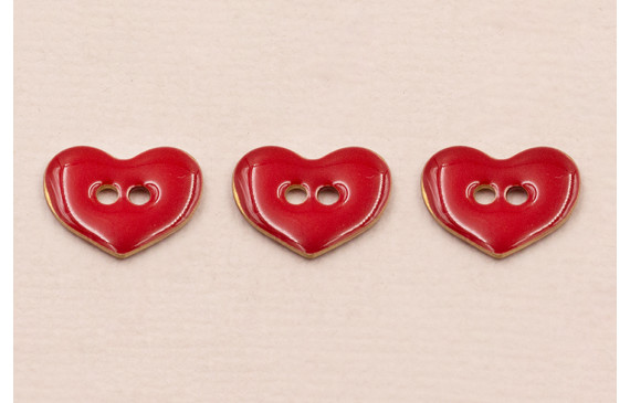 Pieza Corazón esmaltado 11*9mm Rojo 2 agujeros