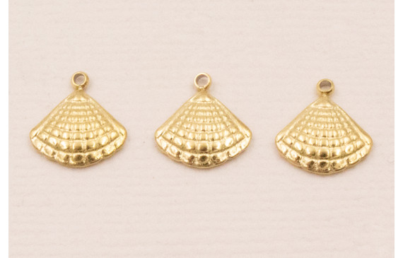 Cuenta Concha Acero Inox 316L. 10*10mm Baño Oro