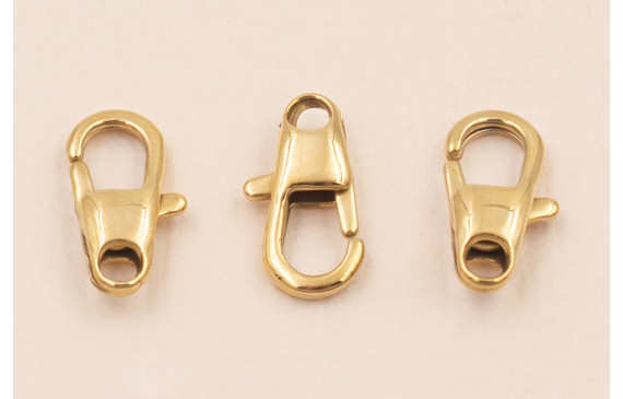 Cierre Mosquetón Acero Inox. 15*7mm Oro