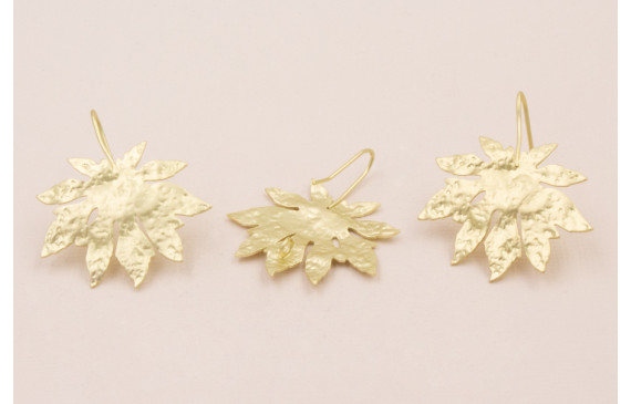 Pendiente Hoja 9 puntas 30*25 Oro Mate