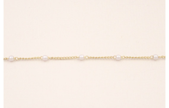 Cadena 1mm Oro Mate Microperla de 2mm espaciada