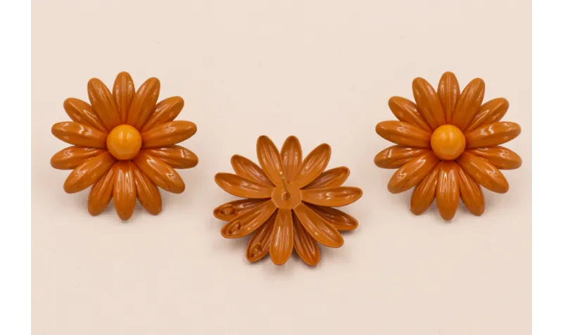Pendiente Flor 40mm Ocre y Naranja