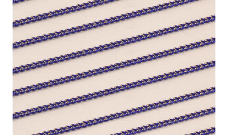 Cadena Eslabones 1*2mm Dorado y Azul Añil