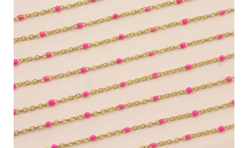 Cadena de 1,5mm O.mate con Microesmalte Rosa Fuxia