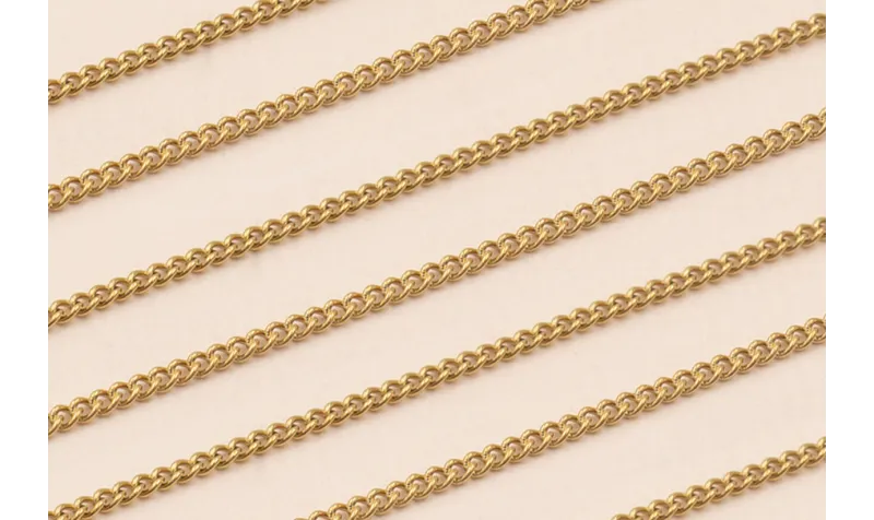 Cadena estabón trenzado Acero Inox. De 1mm Oro