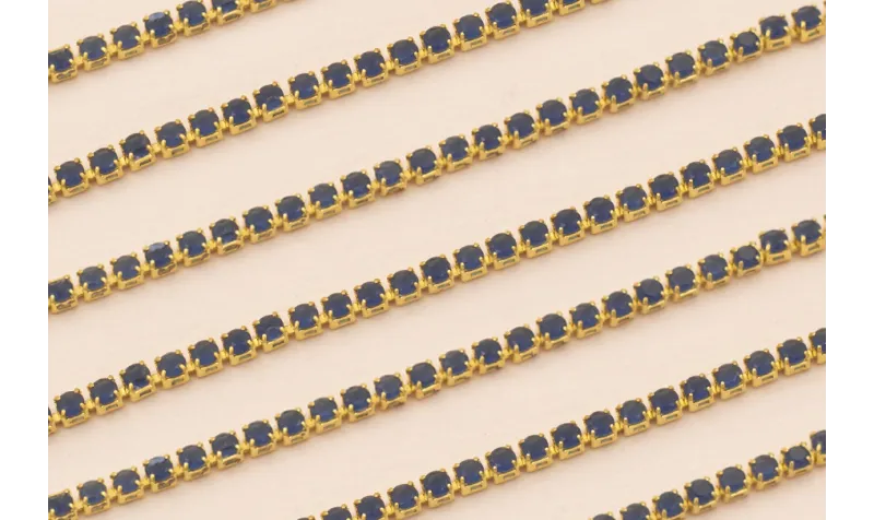 Cadena Strass Critstal 2mm Azul intenso
