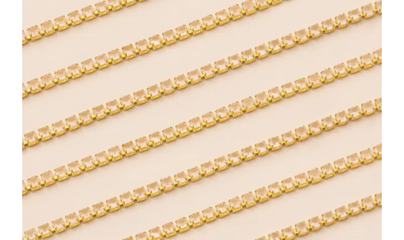 Cadena Strass Critstal 2mm Color Rosa Opal